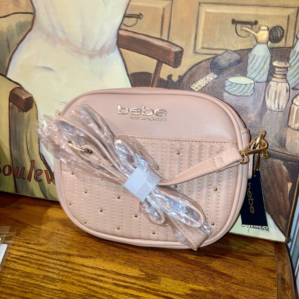 bebe Quilted Crossbody Bag in Blush Pink, NWT